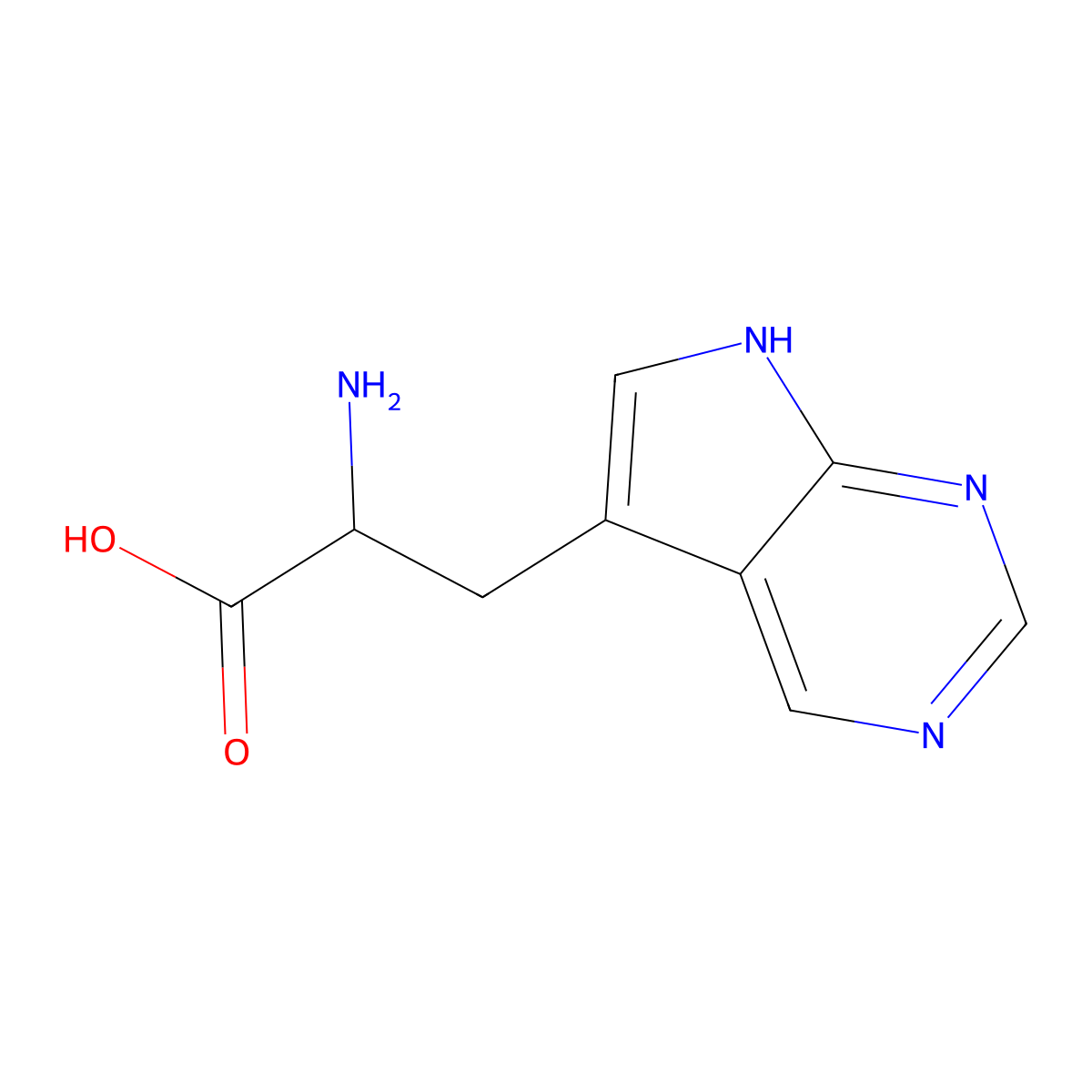 7H-Pyrrolo[2,3-d]pyrimidine-5-propanoic acid, alpha-amino- molecular structure, CAS 1618-38-8