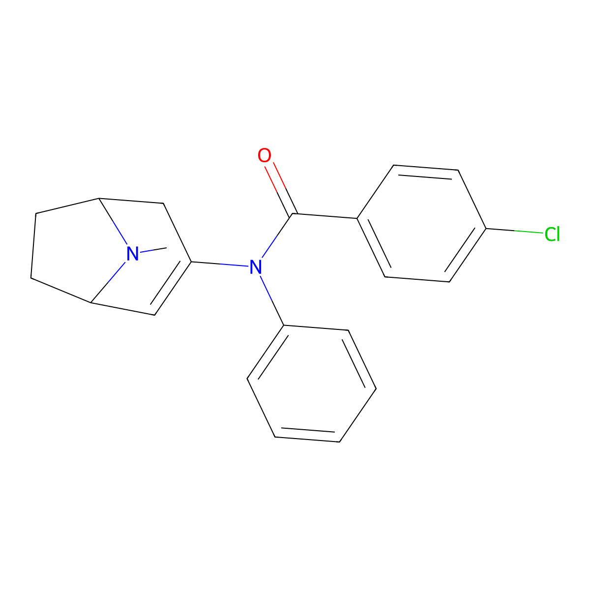 4-chloro-N-(8-methyl-8-azabicyclo[3.2.1]oct-2-en-3-yl)-N-phenylbenzamide molecular structure, CAS 161808-00-0