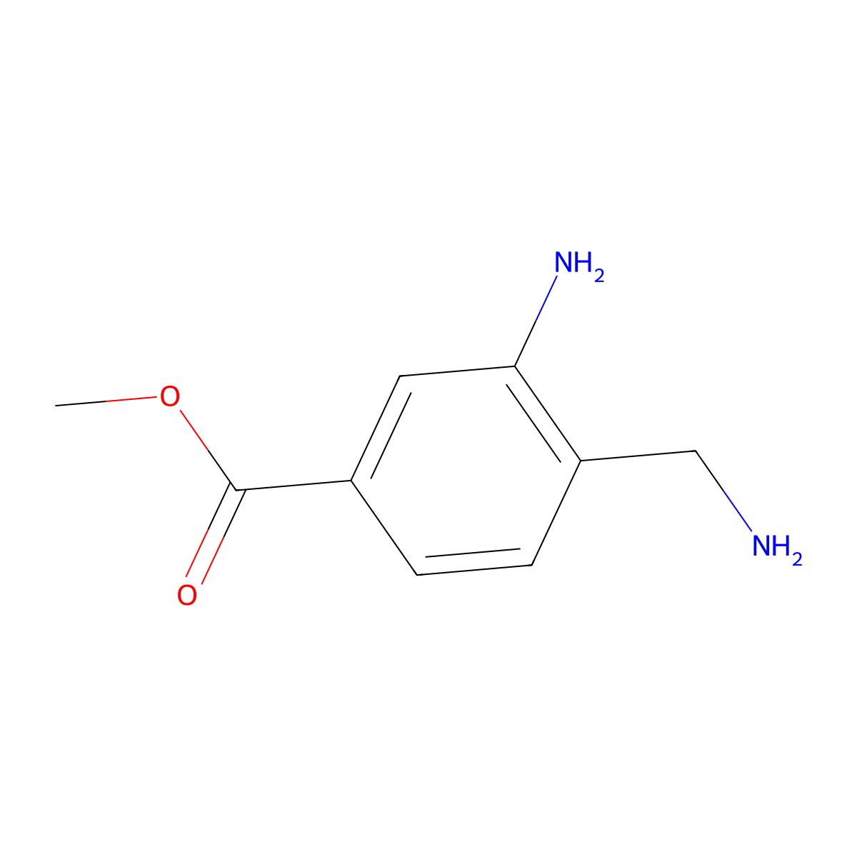 Methyl 3-amino-4-(aminomethyl)benzoate molecular structure, CAS 1618083-32-1