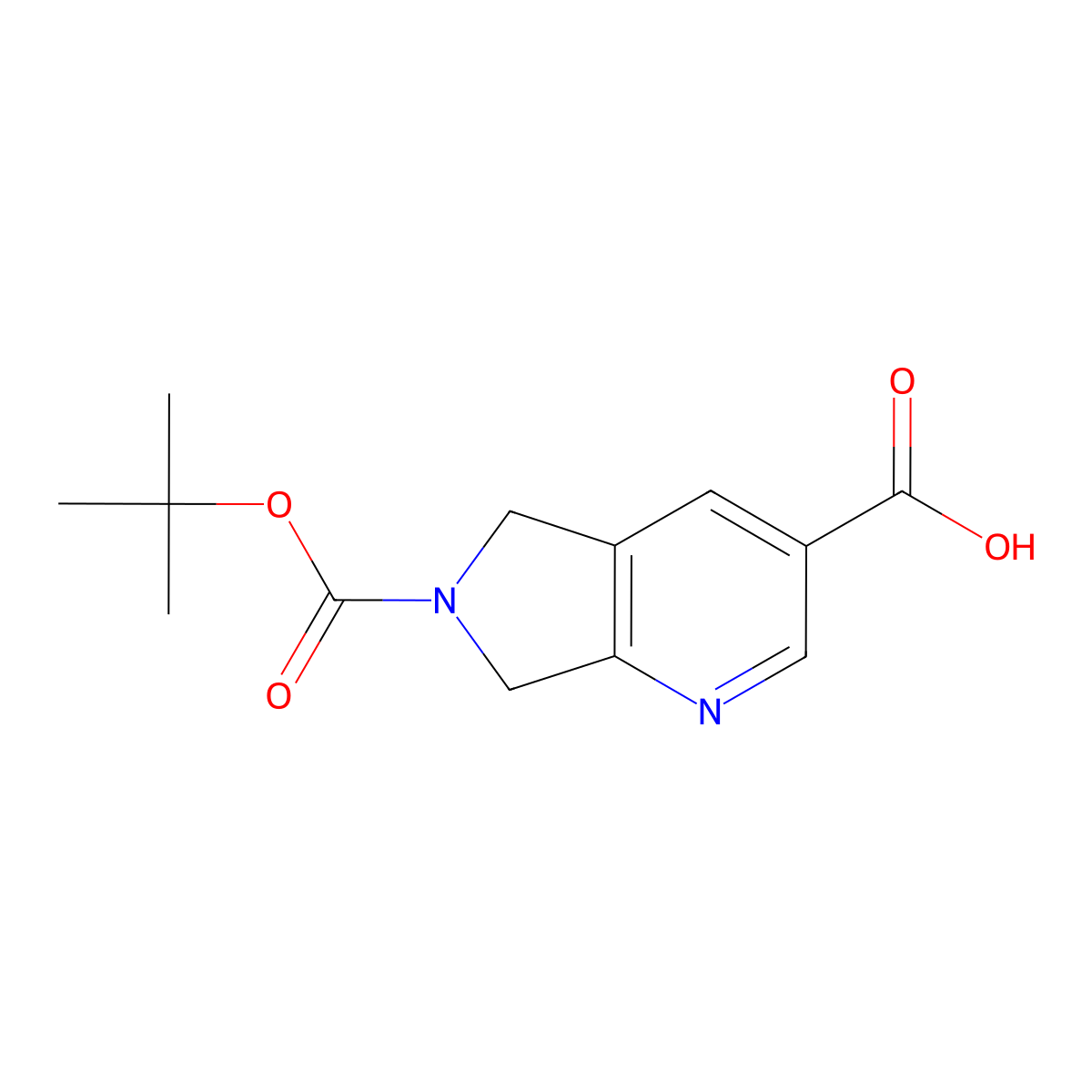 6-[(tert-butoxy)carbonyl]-5H,6H,7H-pyrrolo[3,4-b]pyridine-3-carboxylic acid molecular structure, CAS 1618083-75-2