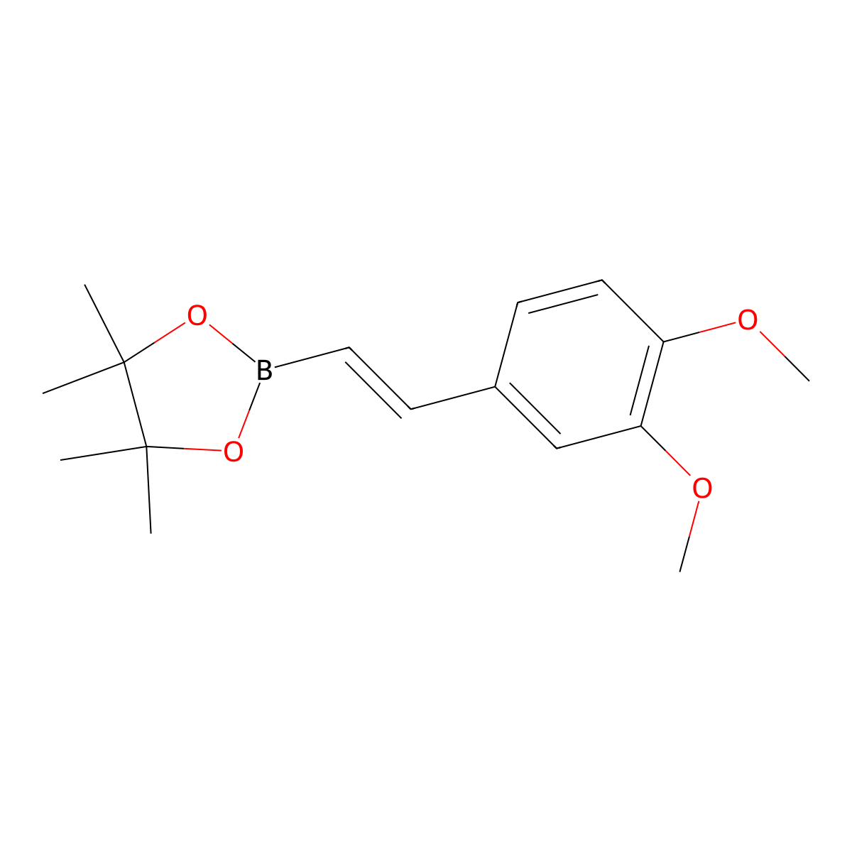(E)-2-(3,4-dimethoxystyryl)-4,4,5,5-tetramethyl-1,3,2-dioxaborolane molecular structure, CAS 1618099-49-2