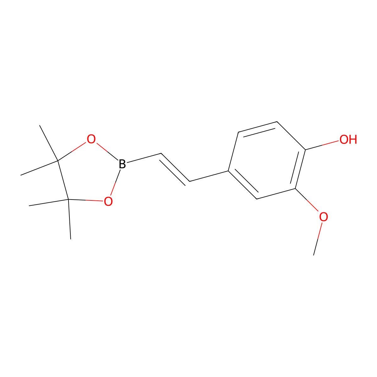 2-Methoxy-4-[(e)-2-(tetramethyl-1,3,2-dioxaborolan-2-yl)ethenyl]phenol molecular structure, CAS 1618099-61-8
