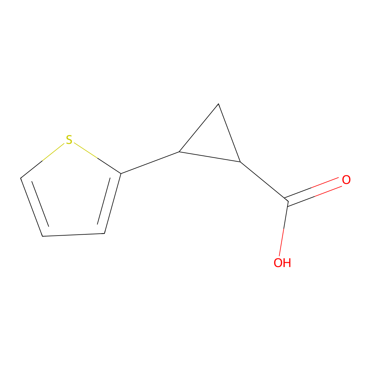 (1r,2r)-2-(Thiophen-2-yl)cyclopropane-1-carboxylic acid molecular structure, CAS 161813-94-1