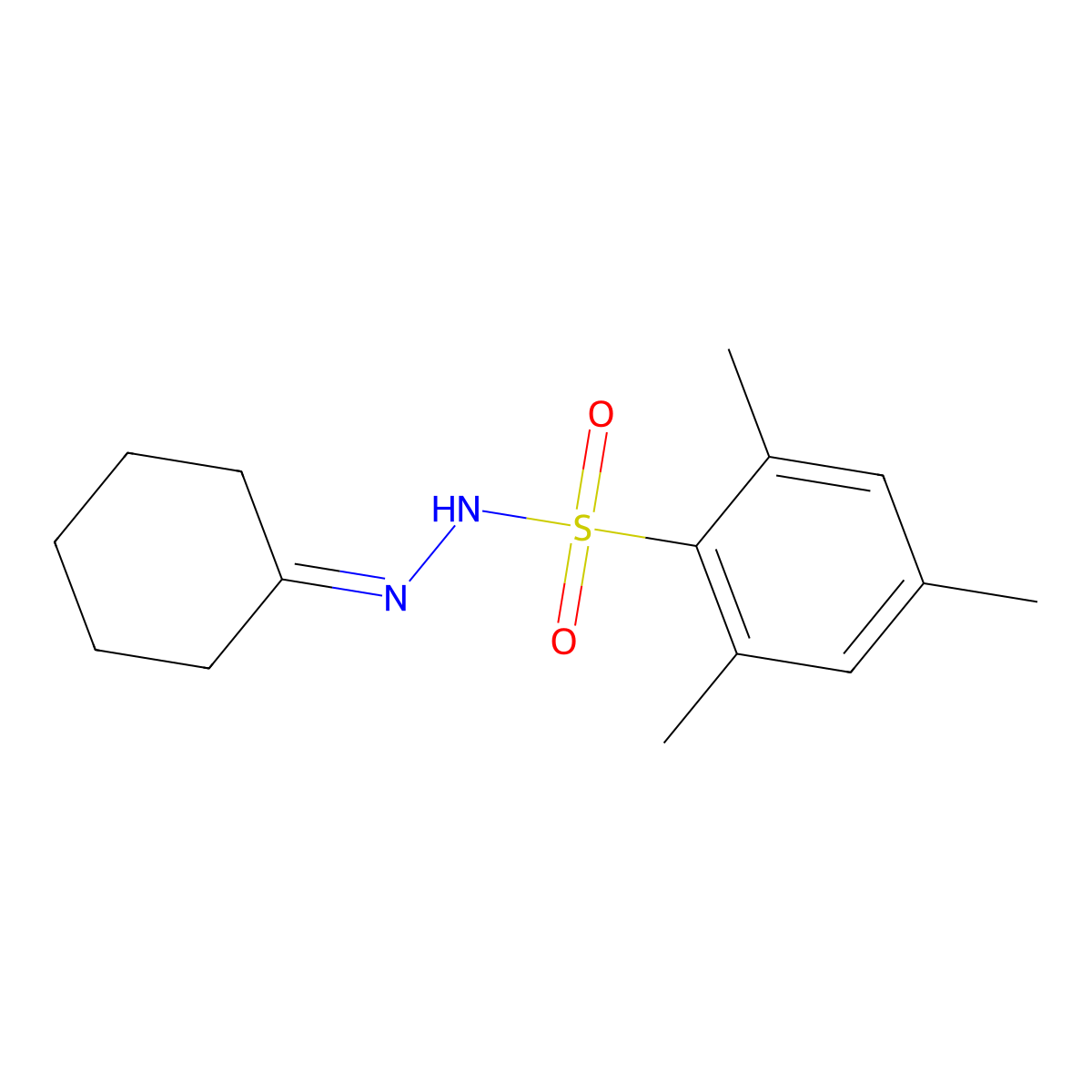 N'-Cyclohexylidene-2,4,6-trimethylbenzenesulfonohydrazide molecular structure, CAS 16182-17-5