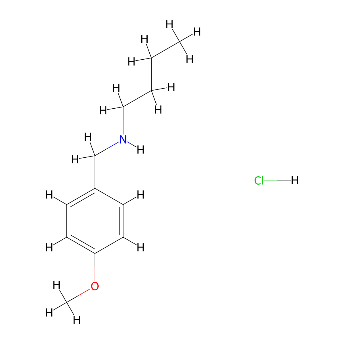 Butyl[(4-methoxyphenyl)methyl]amine hydrochloride molecular structure, CAS 16183-25-8