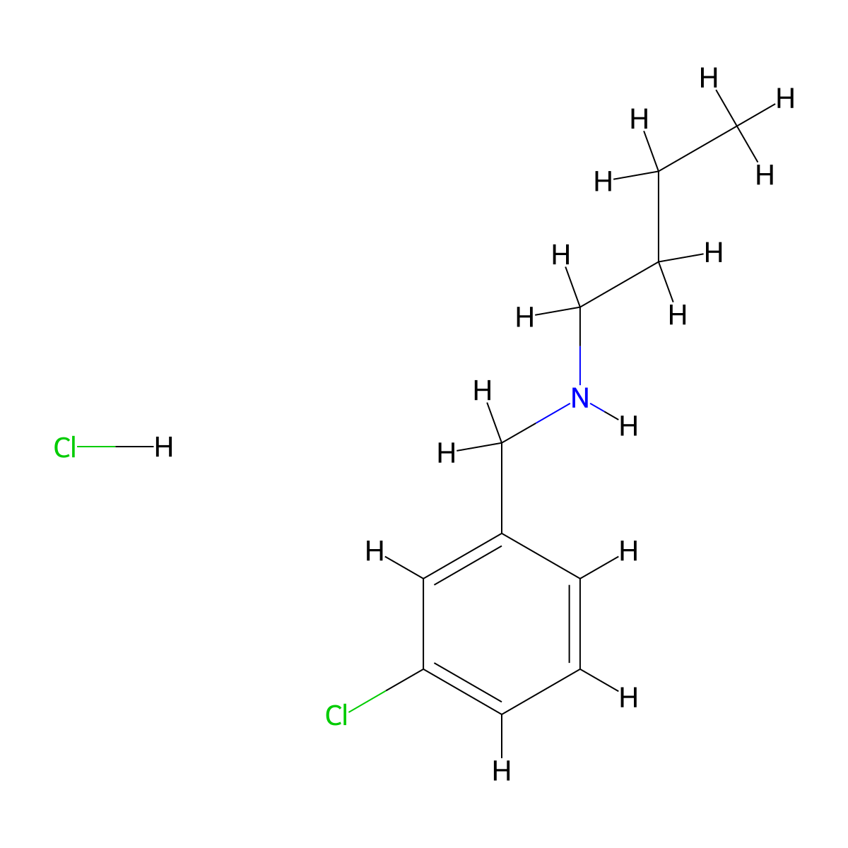 N-(3-Chlorobenzyl)-1-butanamine hydrochloride molecular structure, CAS 16183-36-1