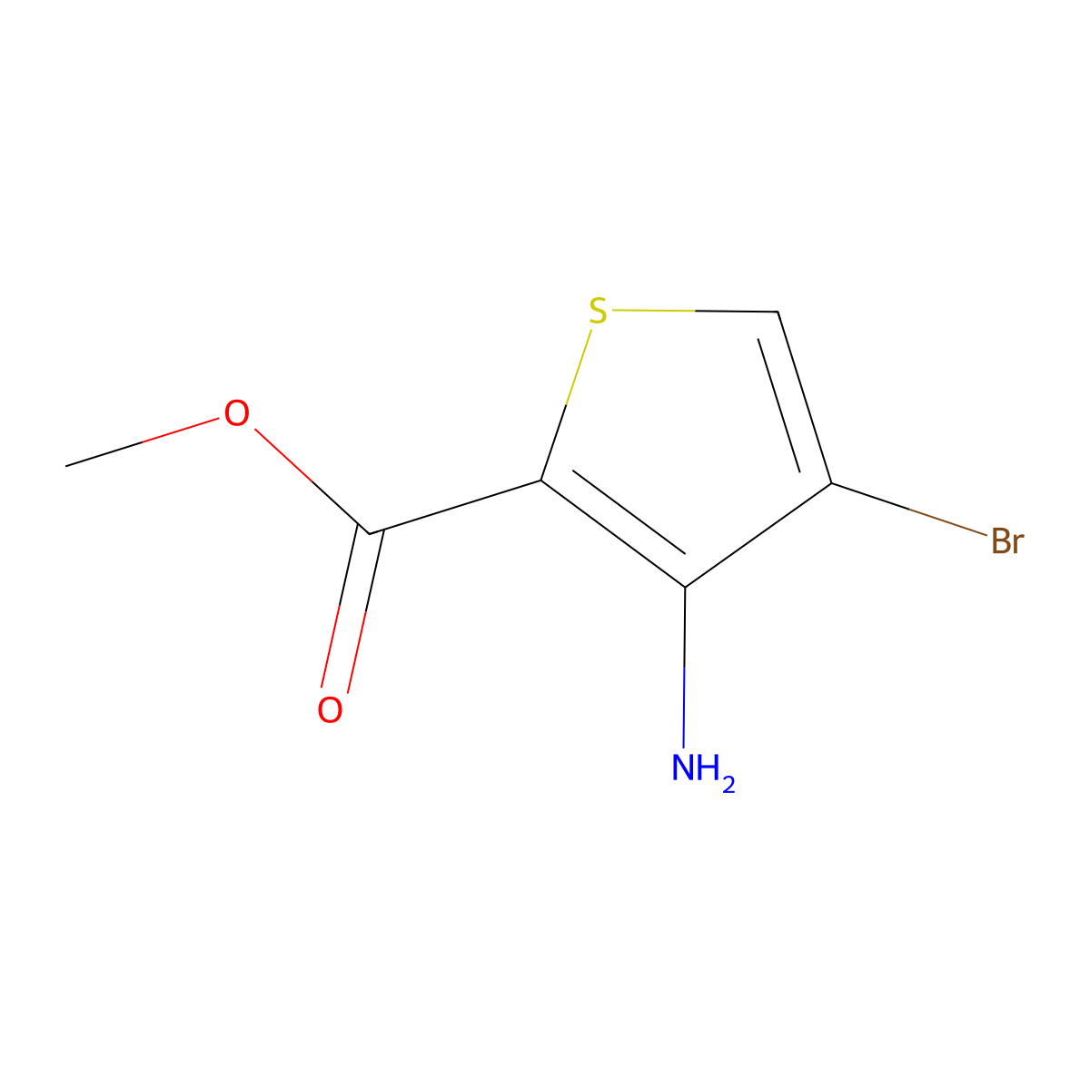Methyl 3-amino-4-bromothiophene-2-carboxylate molecular structure, CAS 161833-42-7