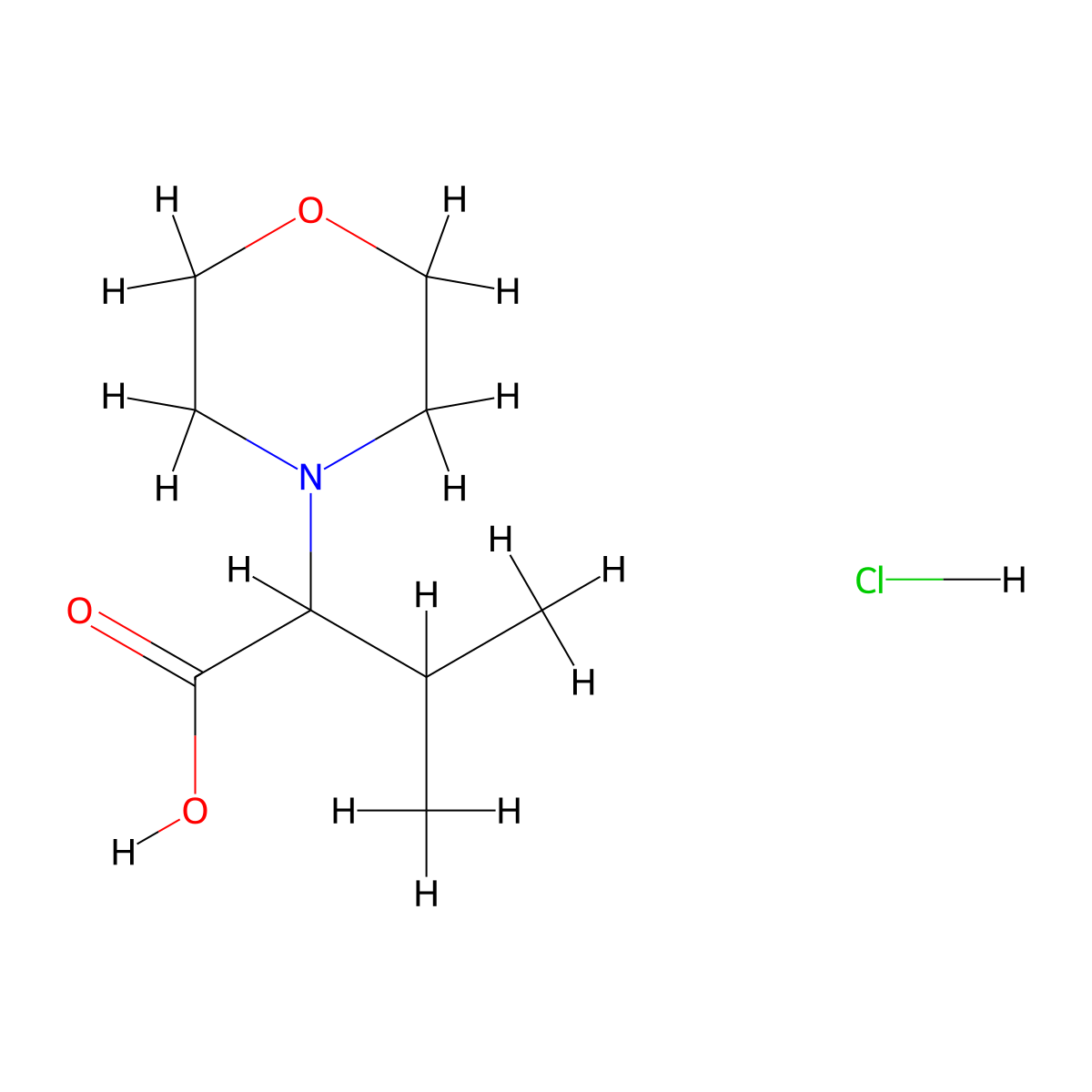 3-Methyl-2-(morpholin-4-yl)butanoic acid hydrochloride molecular structure, CAS 161837-11-2