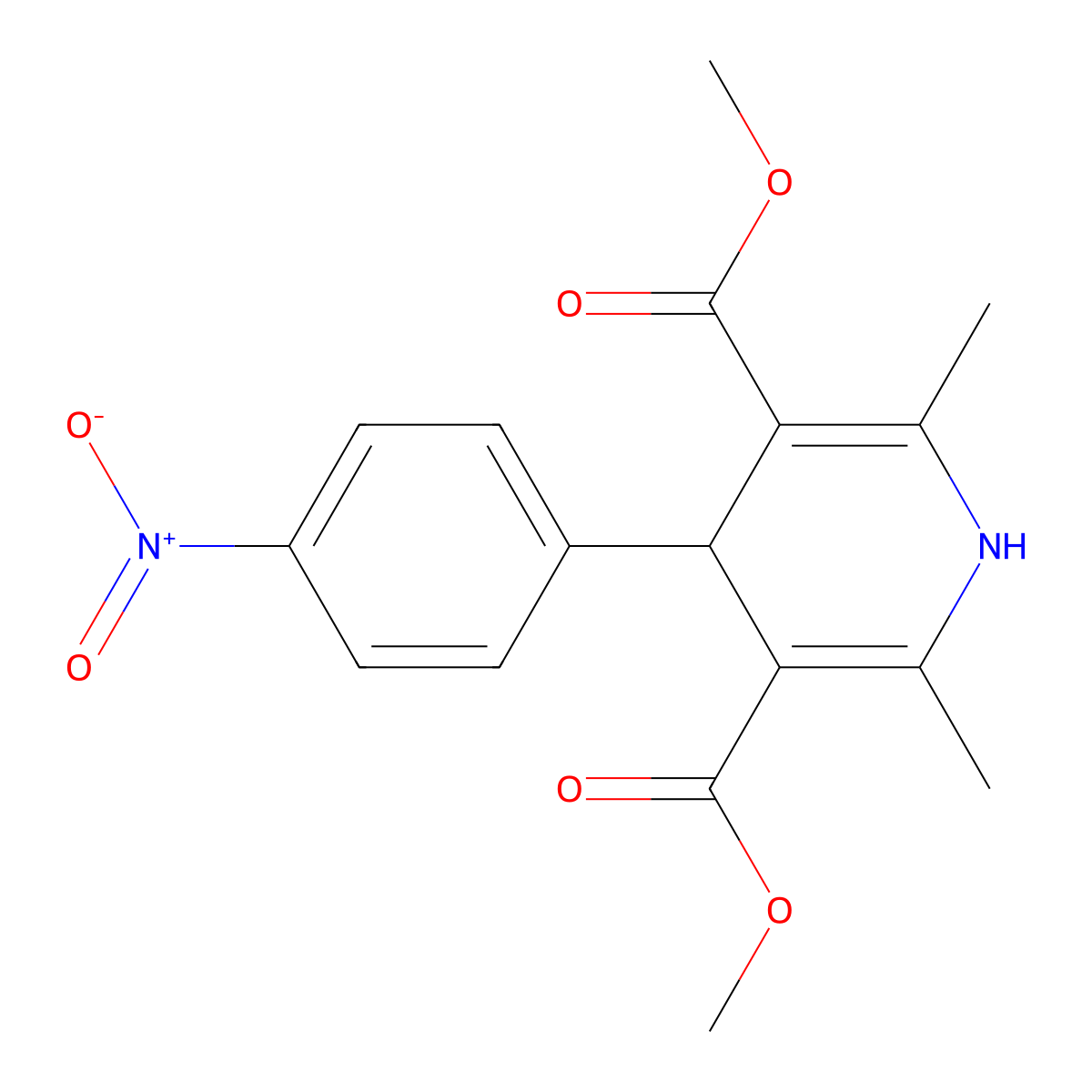 1,4-Dihydro-2,6-dimethyl-4-(4-nitrophenyl)-3,5-pyridinedicarboxylic acid dimethyl ester molecular structure, CAS 161838-99-9