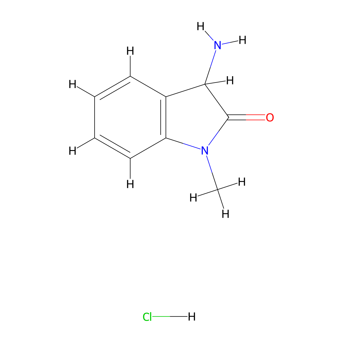 2H-Indol-2-one, 3-amino-1,3-dihydro-1-methyl-, hydrochloride (1:1) molecular structure, CAS 161851-25-8