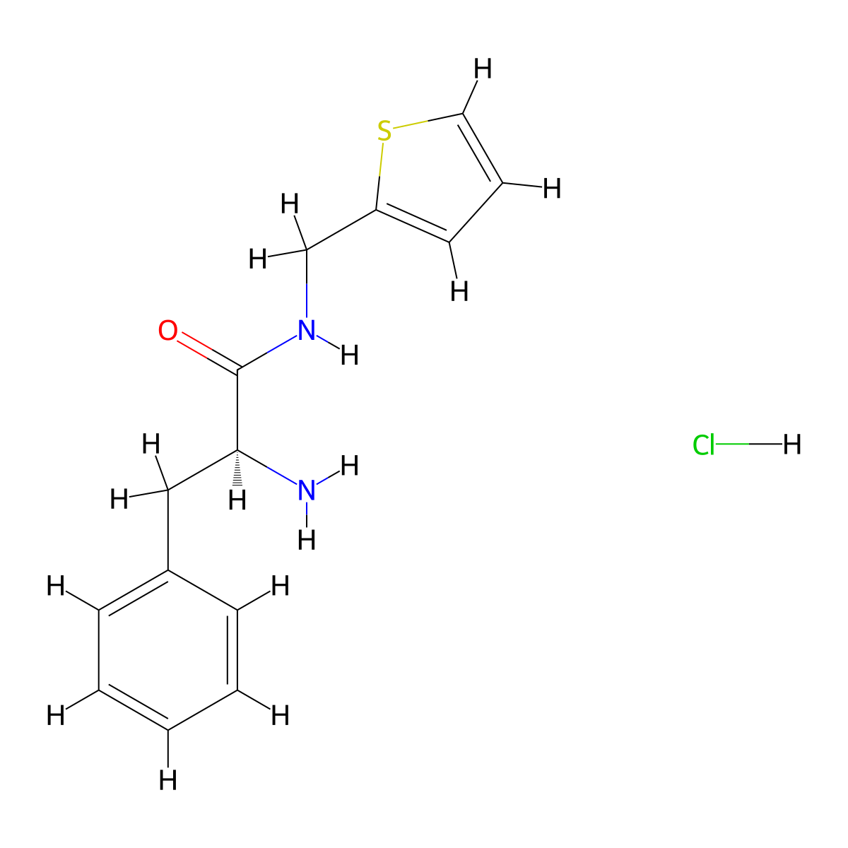 (2S)-2-amino-3-phenyl-N-[(thiophen-2-yl)methyl]propanamide hydrochloride molecular structure, CAS 161857-44-9