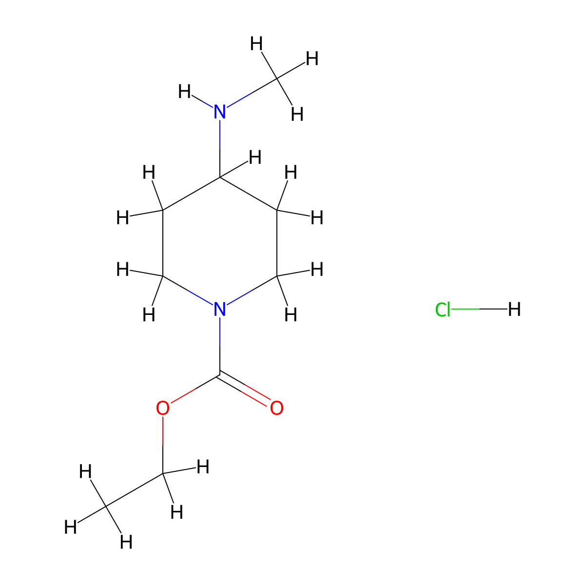 Ethyl 4-(methylamino)piperidine-1-carboxylate hydrochloride molecular structure, CAS 161858-53-3