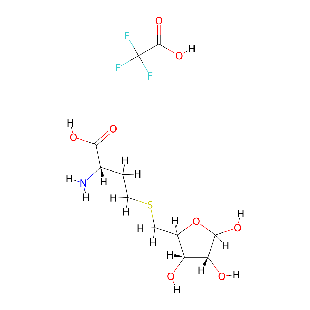 (2S)-2-Amino-4-[[[(2S,3S,4R)-3,4,5-trihydroxytetrahydrofuran-2-yl]methyl]thio]butanoic Acid Trifluoroacetate molecular structure, CAS 1618645-74-1