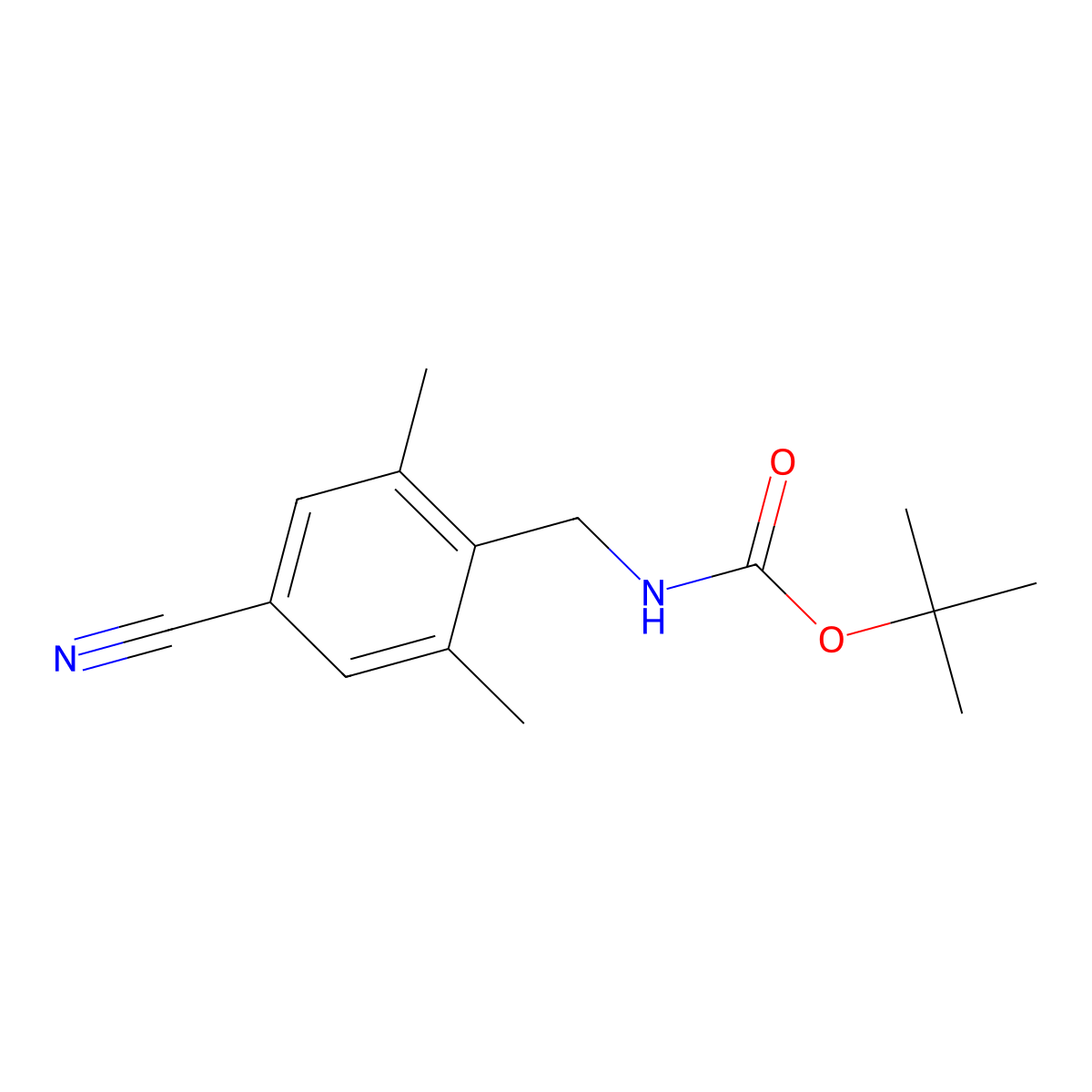 Tert-butyl 4-cyano-2,6-dimethylbenzylcarbamate molecular structure, CAS 1618647-92-9
