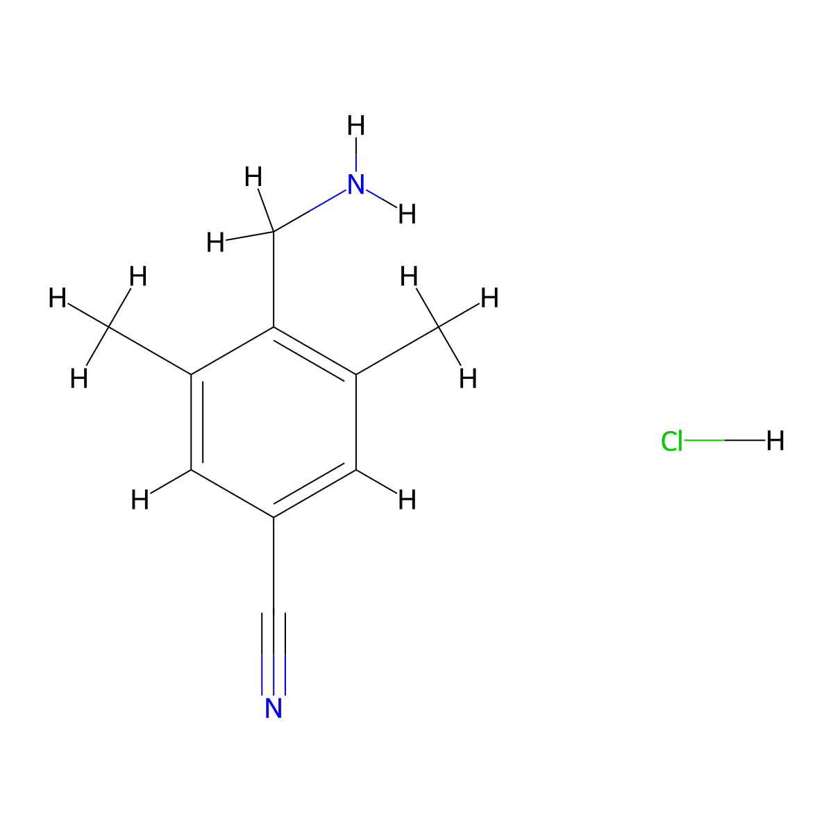 4-(Aminomethyl)-3,5-dimethylbenzonitrile hydrochloride molecular structure, CAS 1618647-93-0