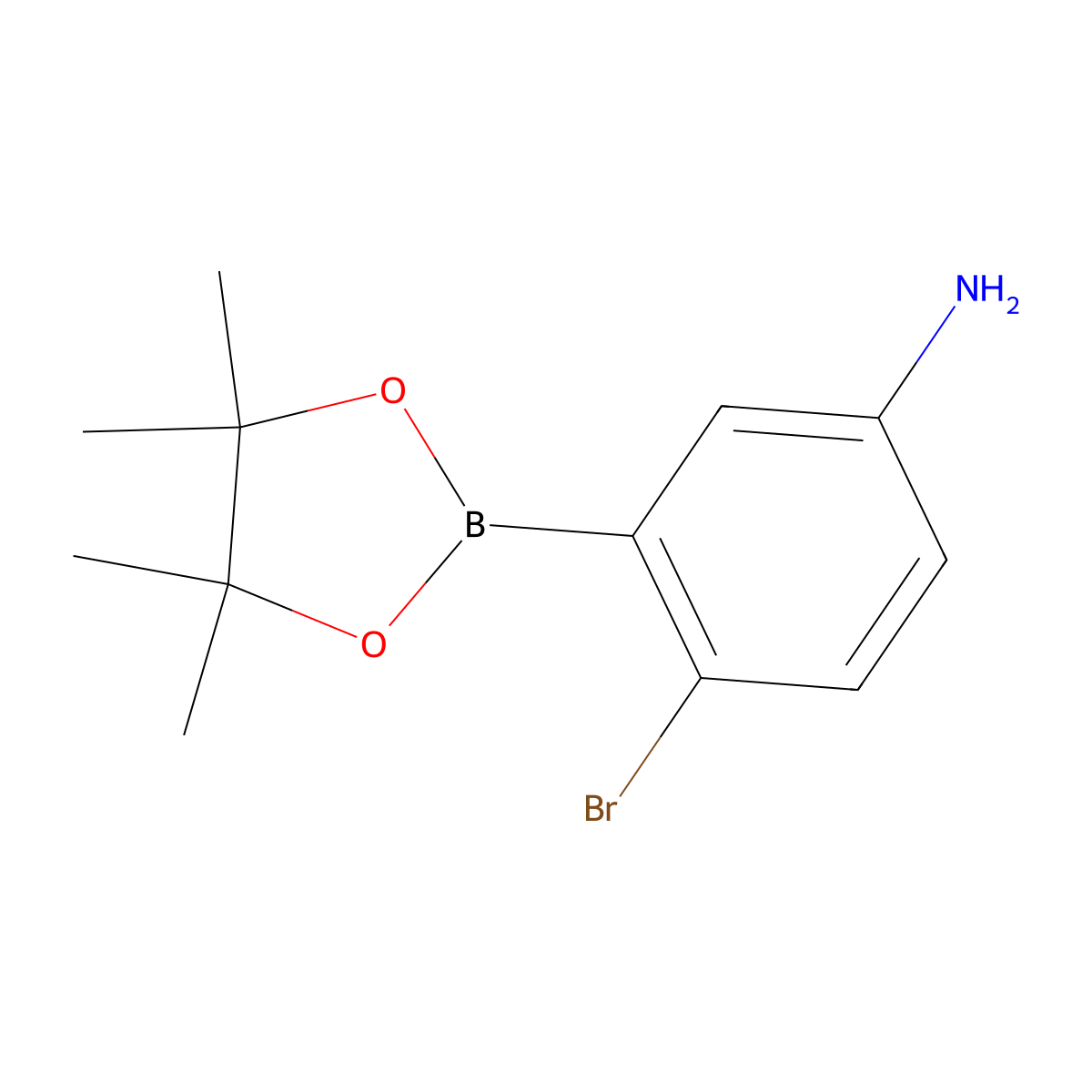 2-Bromo-5-aminophenylboronic acid pinacol ester molecular structure, CAS 1618668-08-8