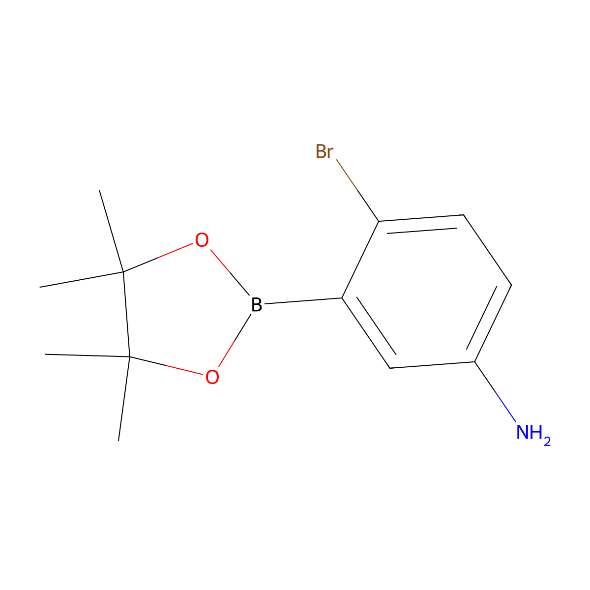 2-Bromo-5-aminophenylboronic acid pinacol ester molecular structure, CAS 1618668-08-8