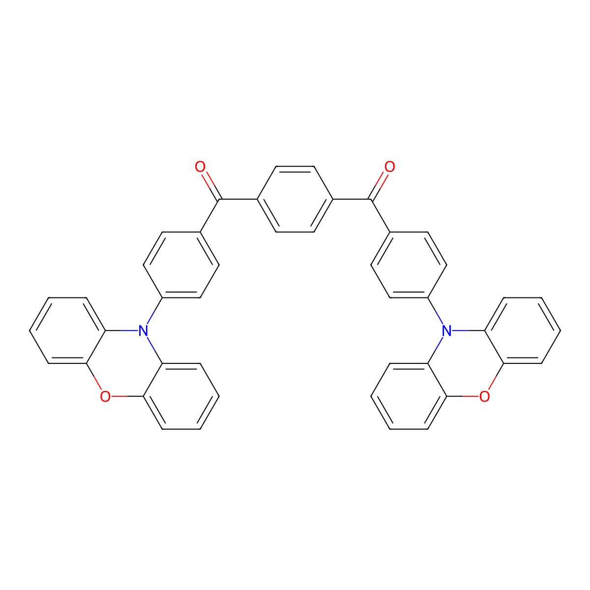 10-(4-{4-[4-(10H-phenoxazin-10-yl)benzoyl]benzoyl}phenyl)-10H-phenoxazine molecular structure, CAS 1618669-37-6