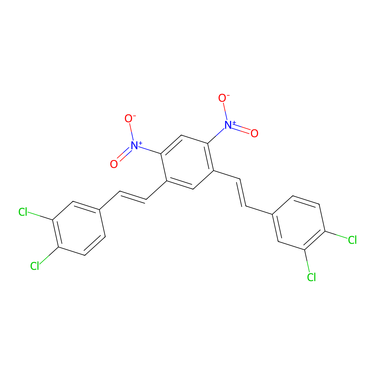 1,5-bis[(E)-2-(3,4-dichlorophenyl)ethenyl]-2,4-dinitrobenzene molecular structure, CAS 1618672-71-1