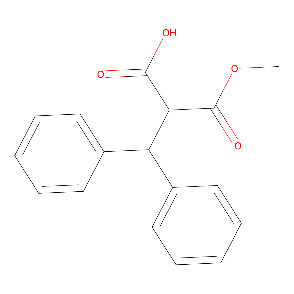 (R)-2-Benzhydryl-3-methoxy-3-oxopropanoic acid molecular structure, CAS 161869-02-9