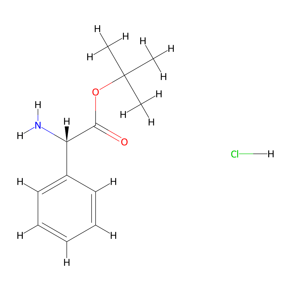 (S)-tert-Butyl 2-amino-2-phenylacetate hydrochloride molecular structure, CAS 161879-12-5