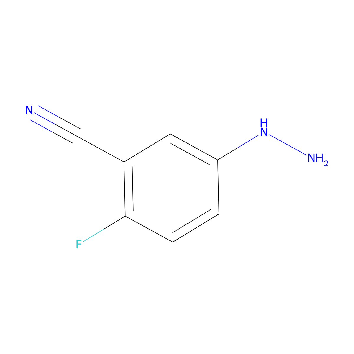 2-Fluoro-5-hydrazinylbenzonitrile molecular structure, CAS 161886-21-1