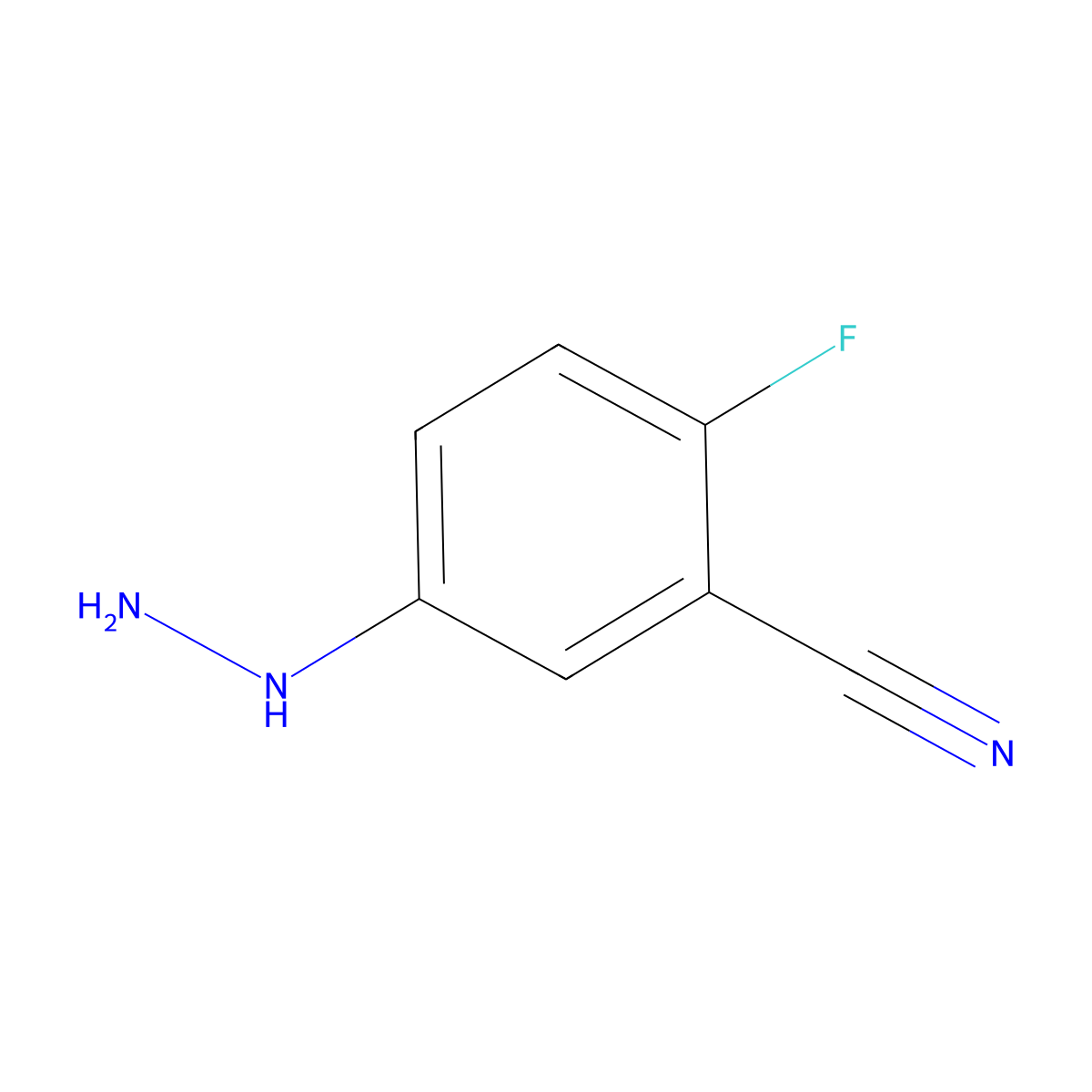 2-Fluoro-5-hydrazinylbenzonitrile molecular structure, CAS 161886-21-1