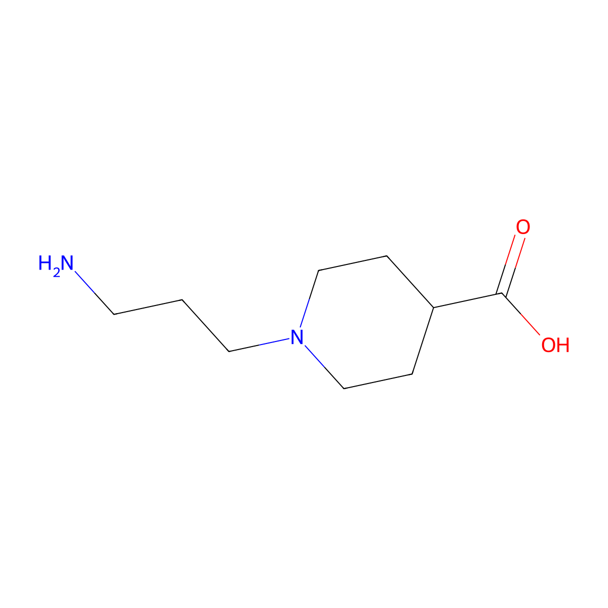 1-(3-Aminopropyl)piperidine-4-carboxylic acid molecular structure, CAS 1619-07-4