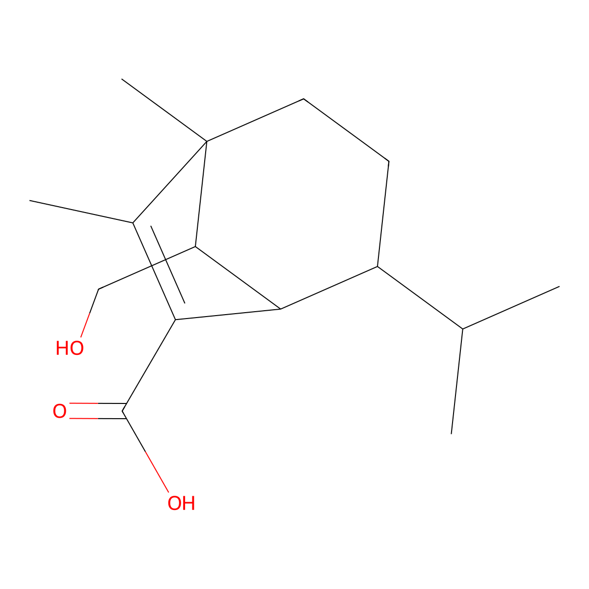 (1R,4R,5S)-8-(hydroxymethyl)-1,7-dimethyl-4-propan-2-ylbicyclo[3.2.1]oct-6-ene-6-carboxylic acid molecular structure, CAS 1619-32-5