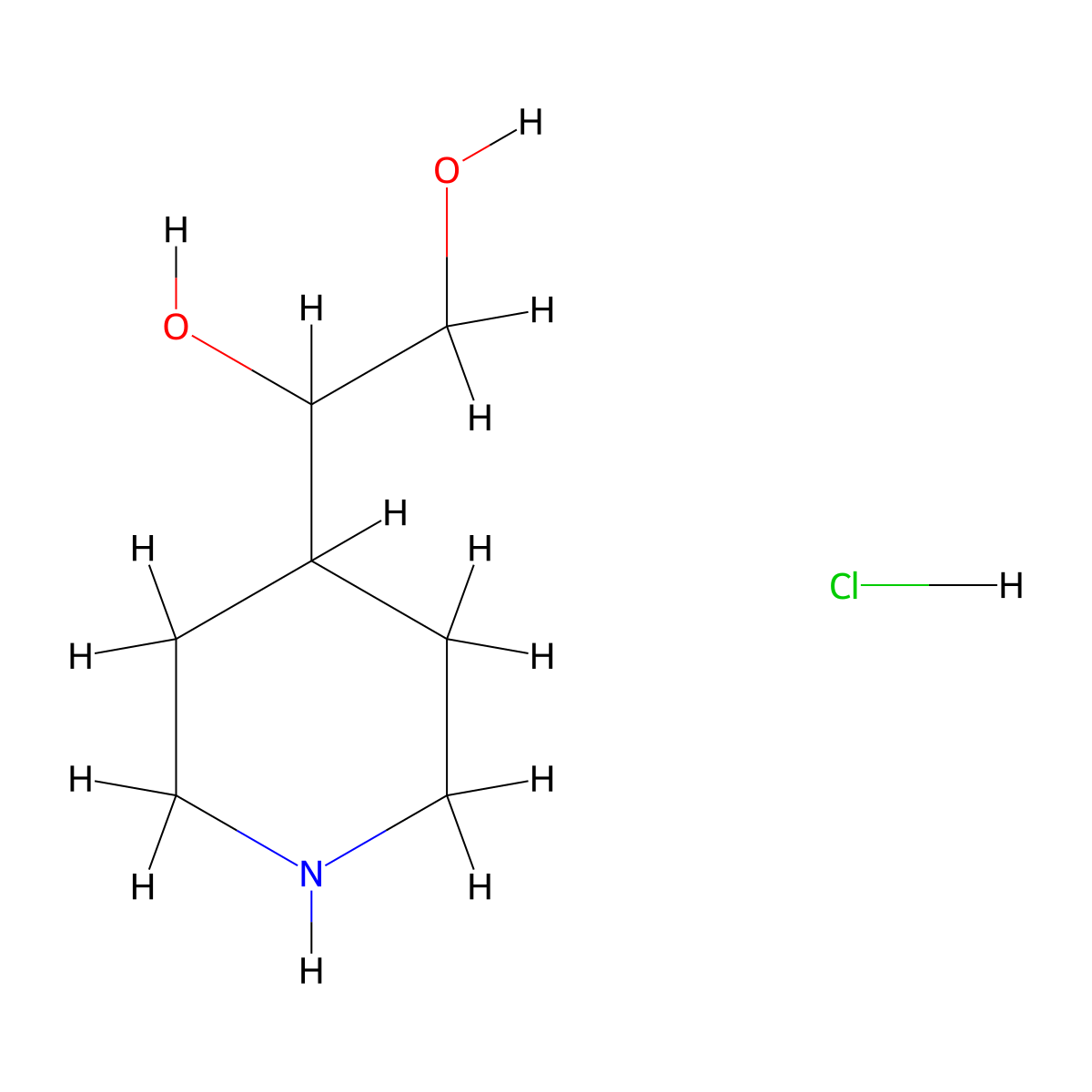 1-(Piperidin-4-YL)ethane-1,2-diol hydrochloride molecular structure, CAS 1619-36-9