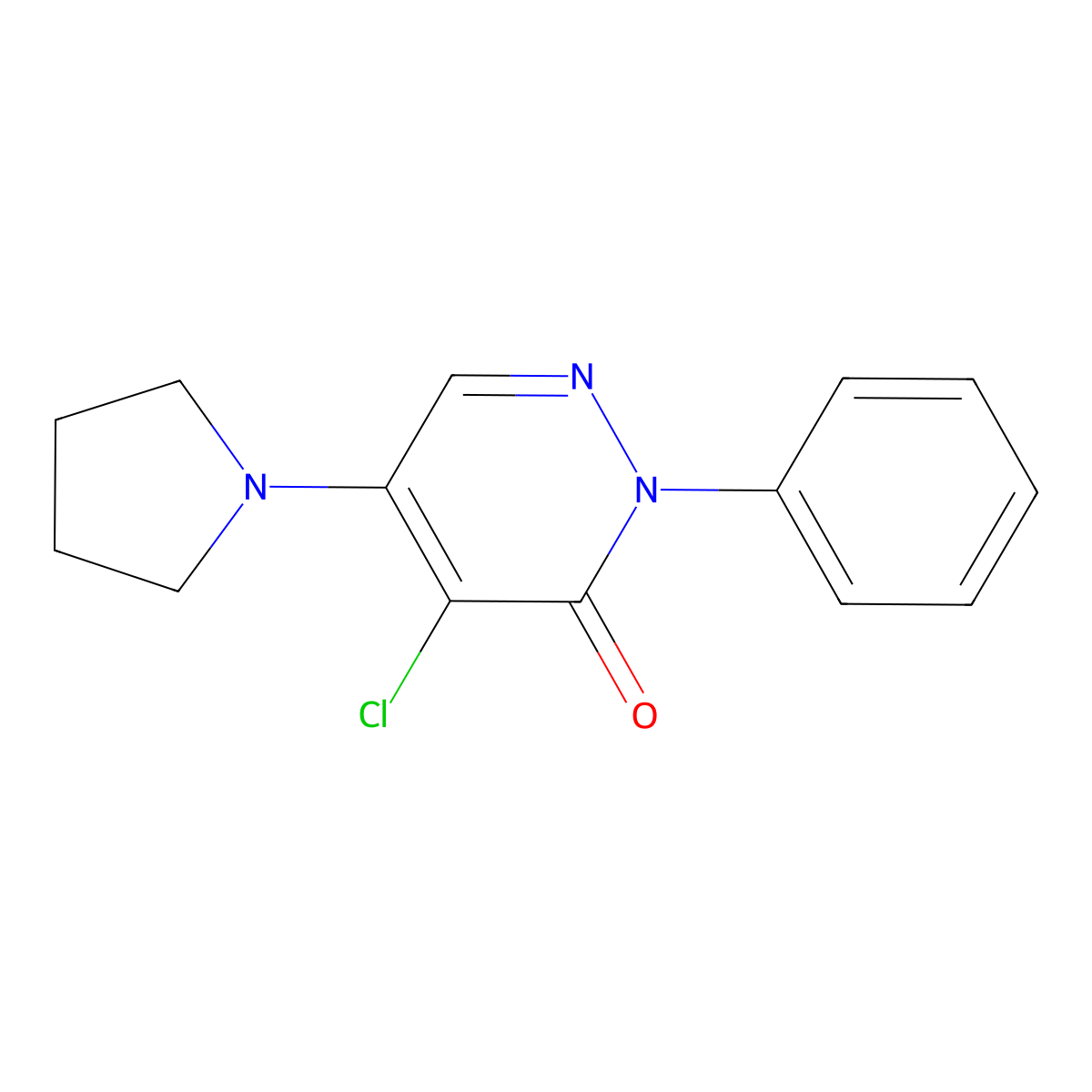 4-chloro-2-phenyl-5-(pyrrolidin-1-yl)pyridazin-3(2H)-one molecular structure, CAS 16190-12-8