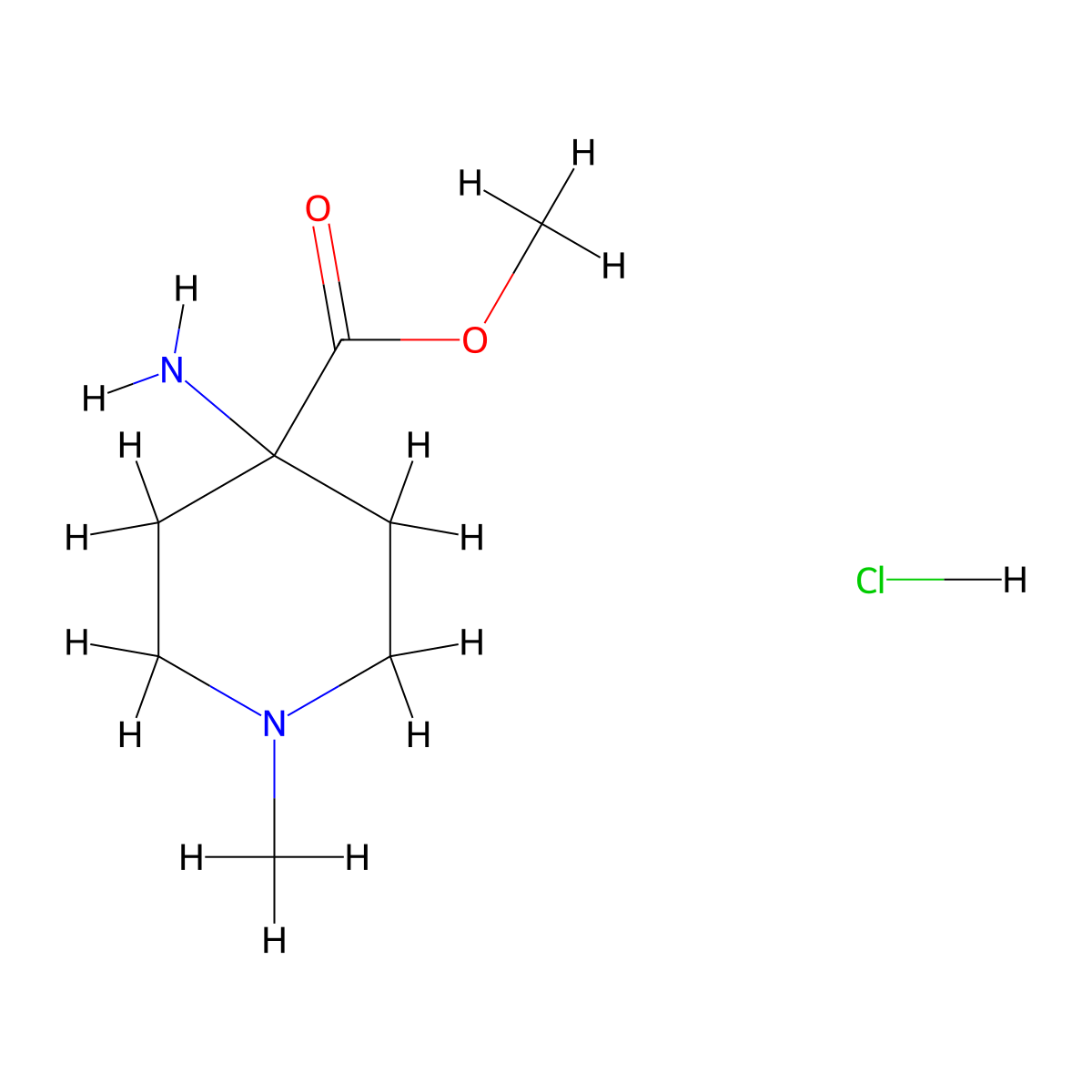 Methyl 4-amino-1-methylpiperidine-4-carboxylate hydrochloride molecular structure, CAS 161909-44-0
