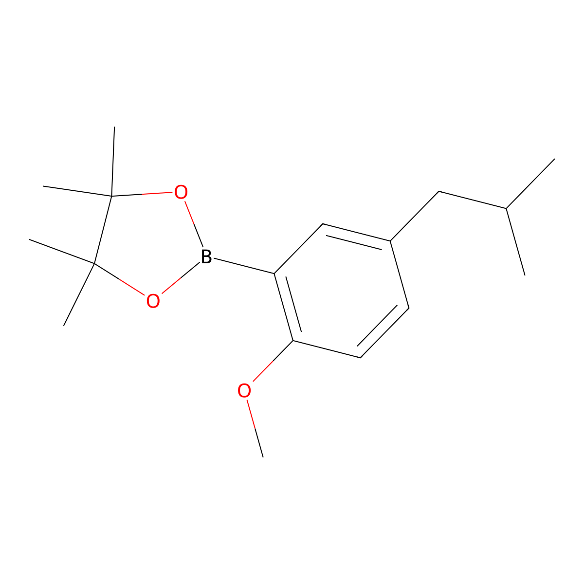 2-(5-Isobutyl-2-methoxyphenyl)-4,4,5,5-tetramethyl-1,3,2-dioxaborolane molecular structure, CAS 1619231-11-6