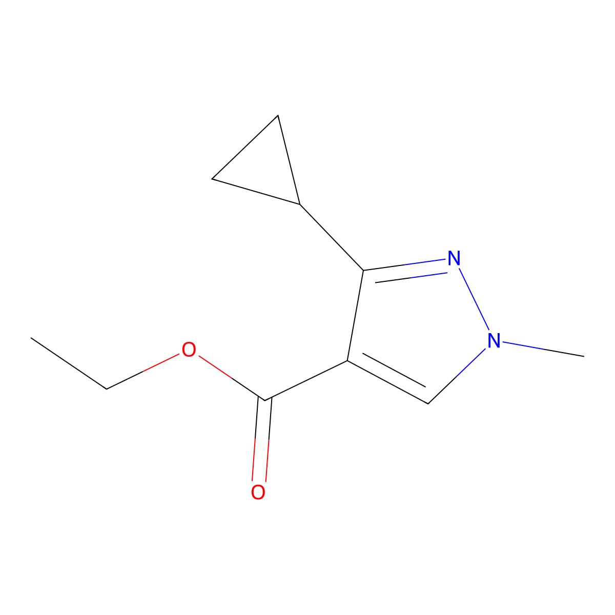 Ethyl 3-cyclopropyl-1-methyl-1H-pyrazole-4-carboxylate molecular structure, CAS 1619238-77-5