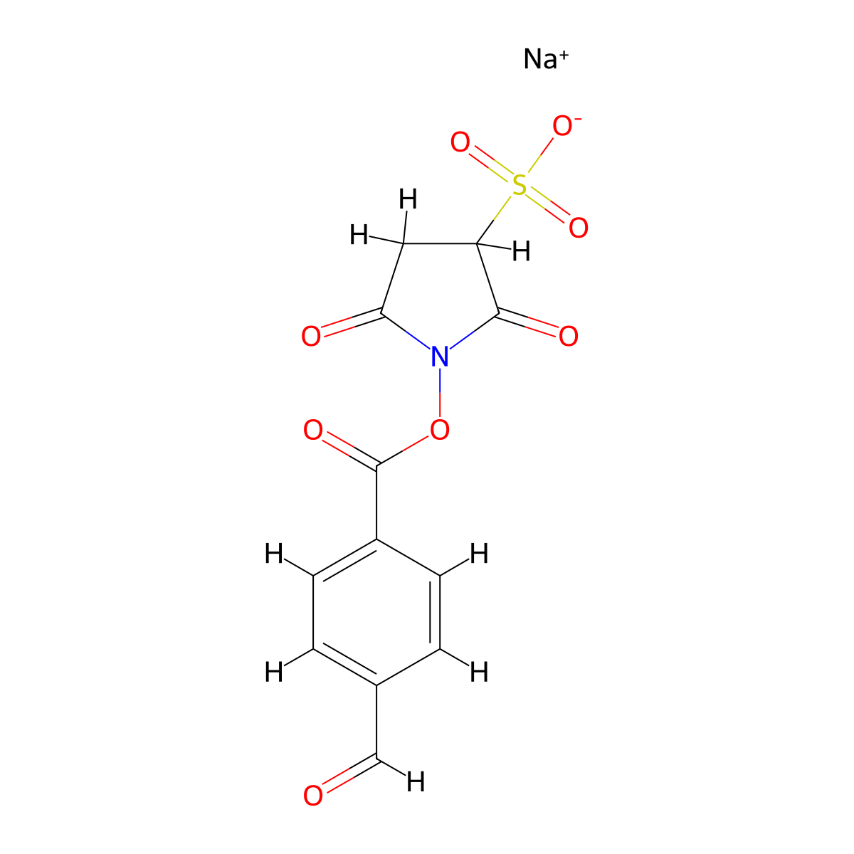 Sodium 1-((4-formylbenzoyl)oxy)-2,5-dioxopyrrolidine-3-sulfonate molecular structure, CAS 1619244-89-1