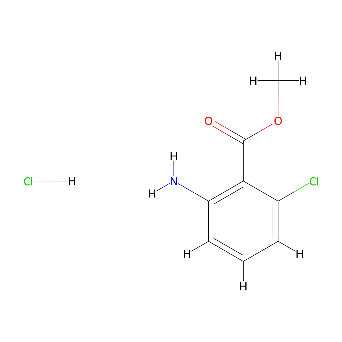 Methyl 2-amino-6-chlorobenzoate hydrochloride molecular structure, CAS 1619264-45-7