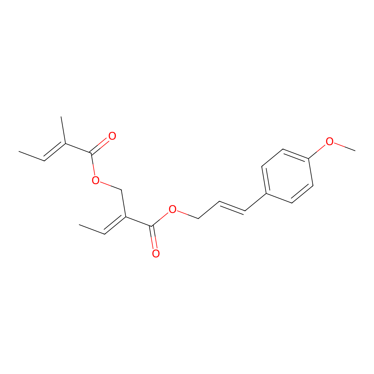[(E)-3-(4-methoxyphenyl)prop-2-enyl] (Z)-2-[[(E)-2-methylbut-2-enoyl]oxymethyl]but-2-enoate molecular structure, CAS 161928-85-4