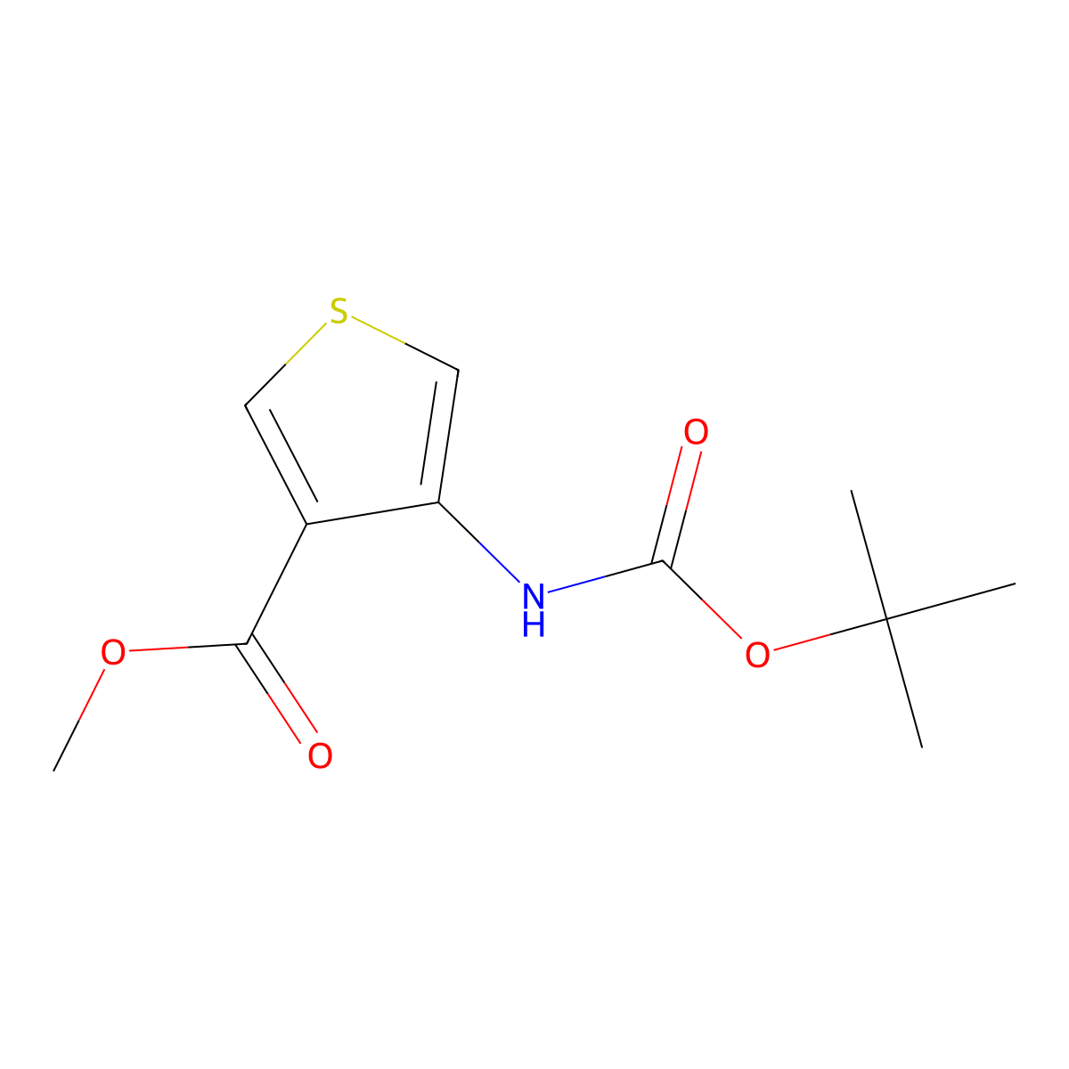 Methyl 4-((tert-butoxycarbonyl)amino)thiophene-3-carboxylate molecular structure, CAS 161940-20-1