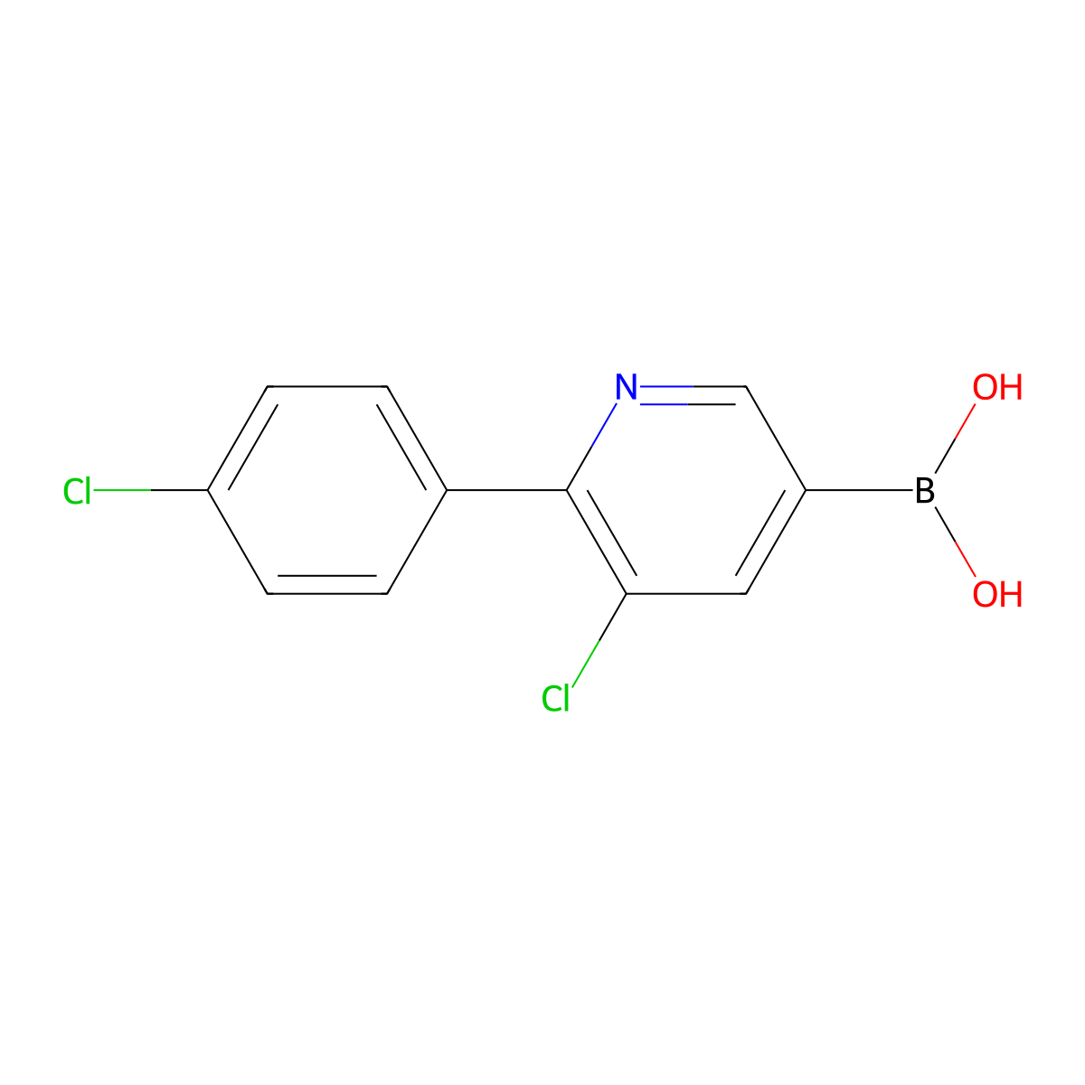 5-Chloro-6-(4-chlorophenyl)pyridine-3-boronic acid molecular structure, CAS 161949-52-6