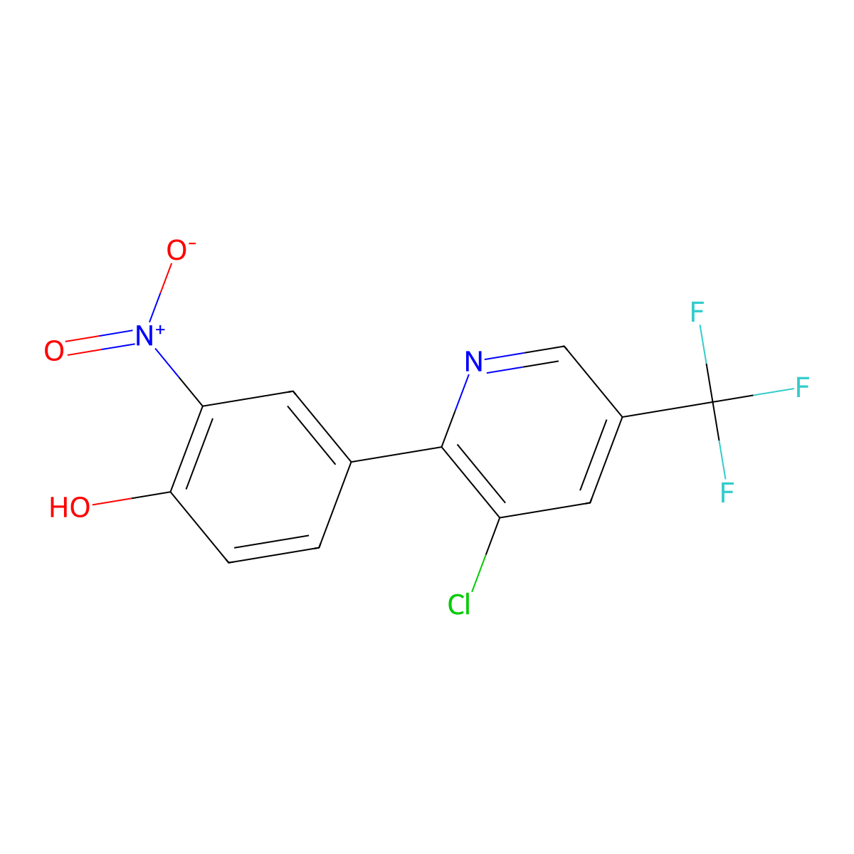 4-[3-Chloro-5-(trifluoromethyl)-2-pyridinyl]-2-nitrobenzenol molecular structure, CAS 161949-57-1