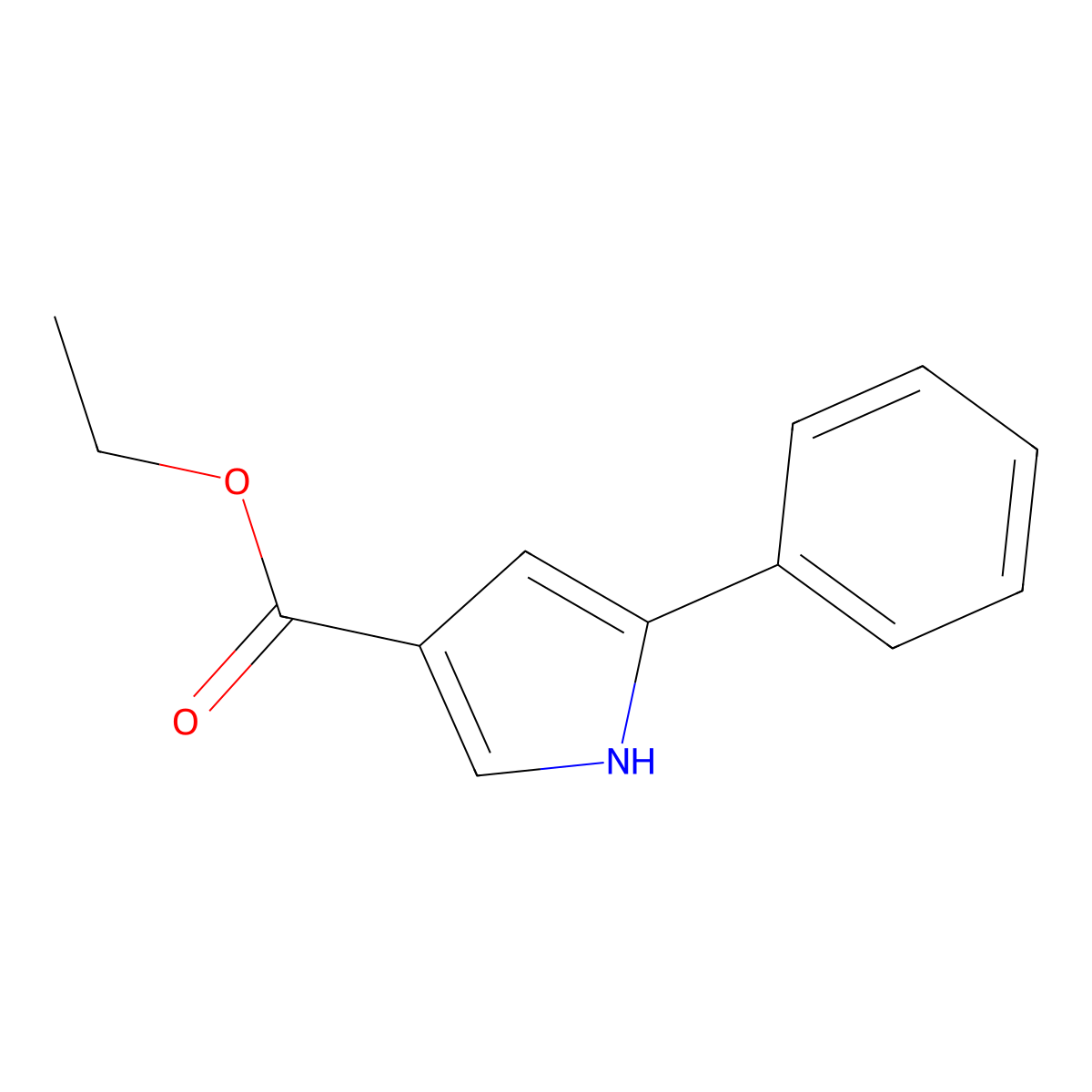 Ethyl 5-phenyl-1H-pyrrole-3-carboxylate molecular structure, CAS 161958-61-8