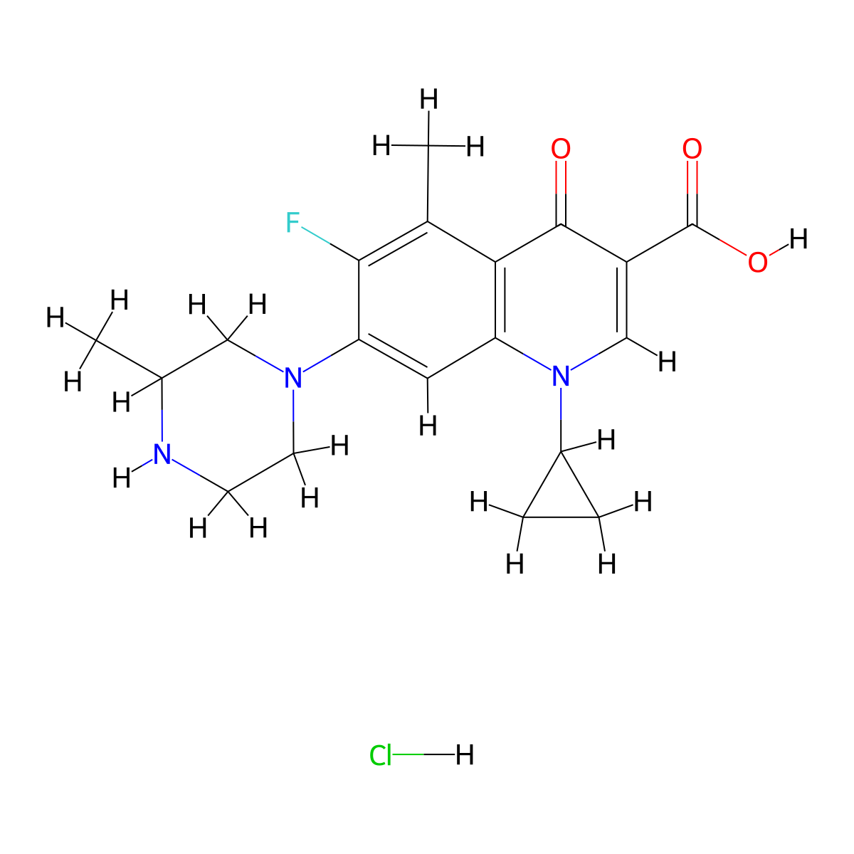 Grepafloxacin Hydrochloride molecular structure, CAS 161967-81-3