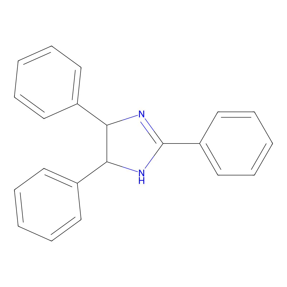 1H-Imidazole, 4,5-dihydro-2,4,5-triphenyl-, (4R,5R)- molecular structure, CAS 161970-92-9