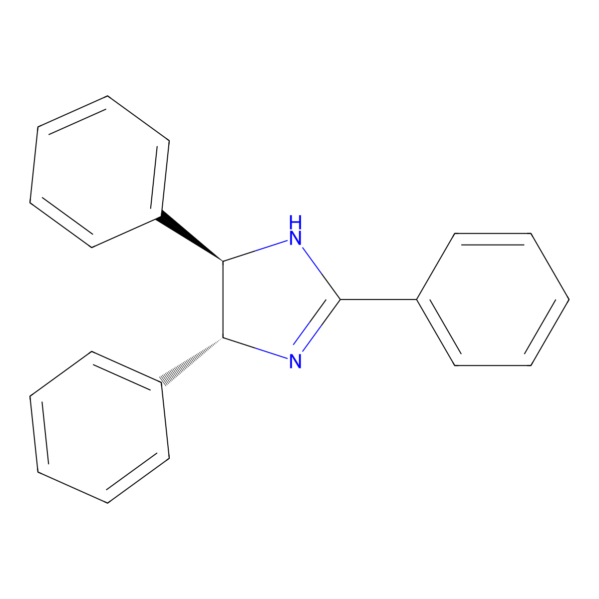 1H-Imidazole, 4,5-dihydro-2,4,5-triphenyl-, (4R,5R)- molecular structure, CAS 161970-92-9