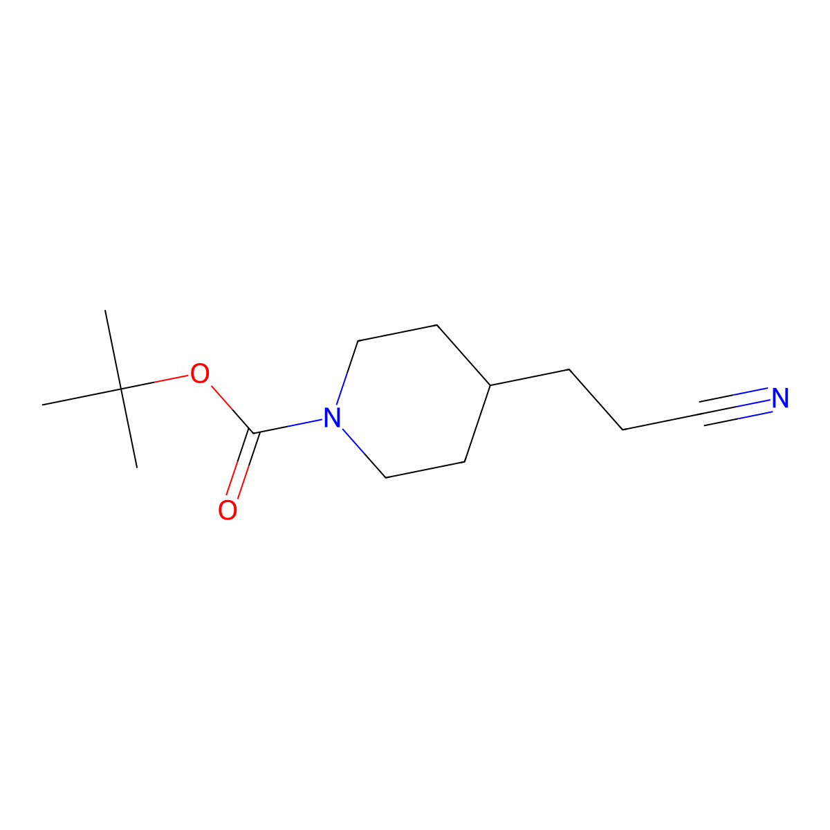Tert-butyl 4-(2-cyanoethyl)piperidine-1-carboxylate molecular structure, CAS 161975-20-8