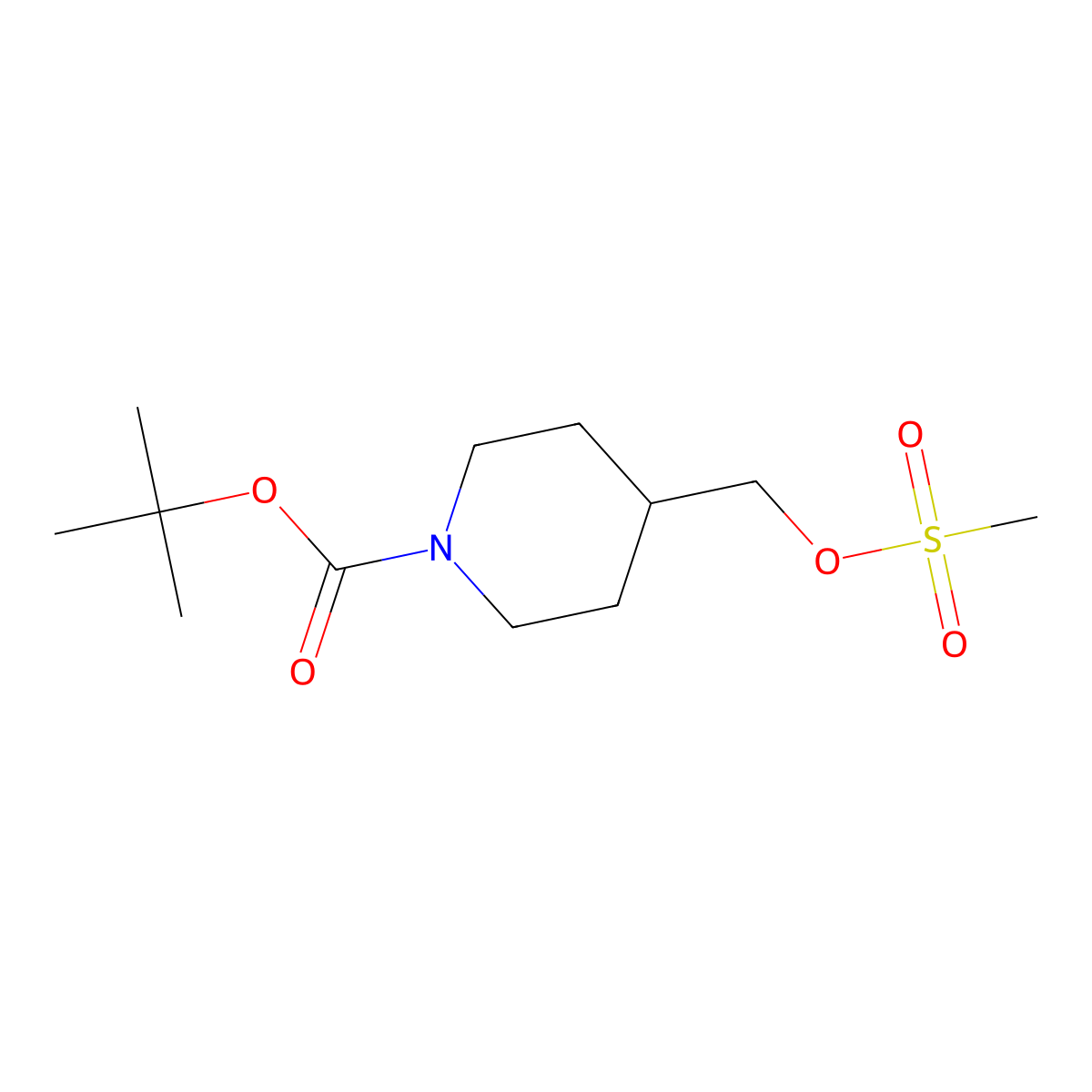 Tert-butyl 4-(methylsulfonyloxymethyl)piperidine-1-carboxylate molecular structure, CAS 161975-39-9