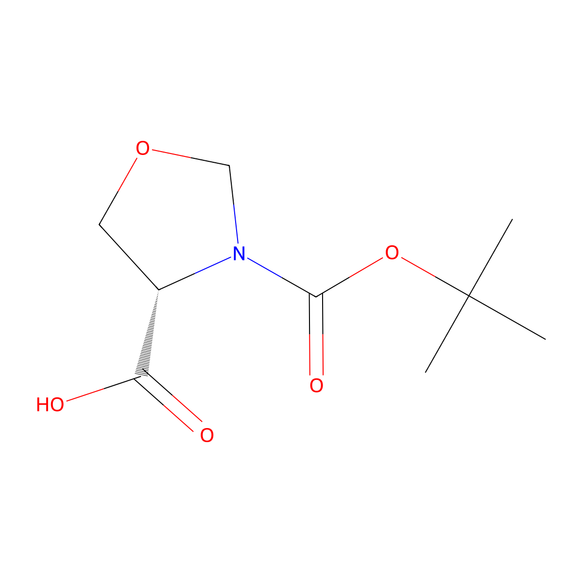 (S)-3-(tert-Butoxycarbonyl)oxazolidine-4-carboxylic acid molecular structure, CAS 161979-35-7