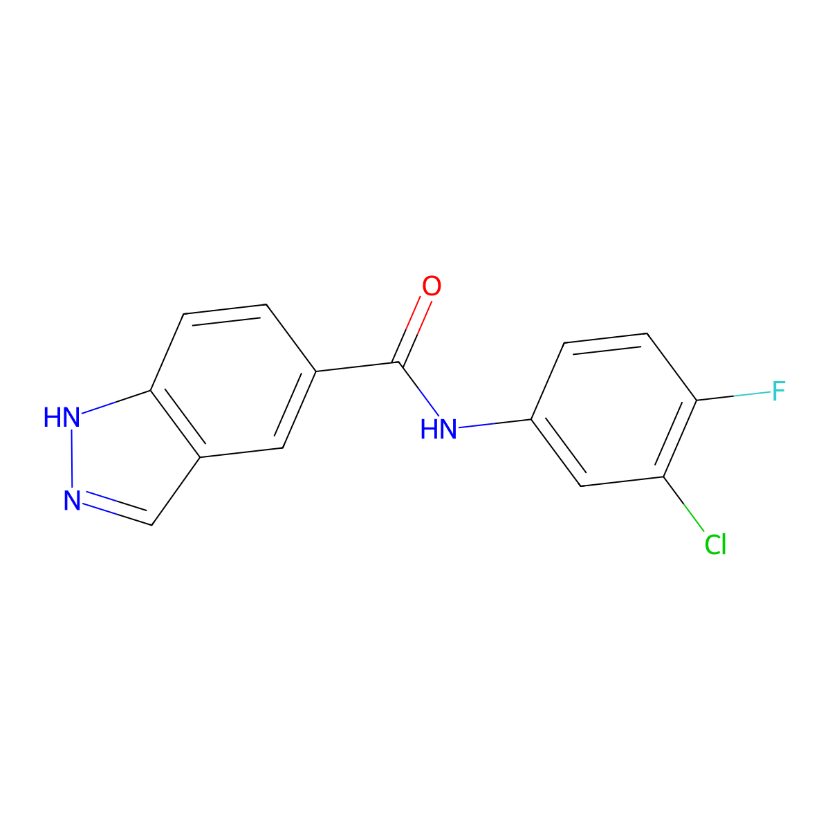 N-(3-chloro-4-fluorophenyl)-1H-indazole-5-carboxamide molecular structure, CAS 1619884-63-7