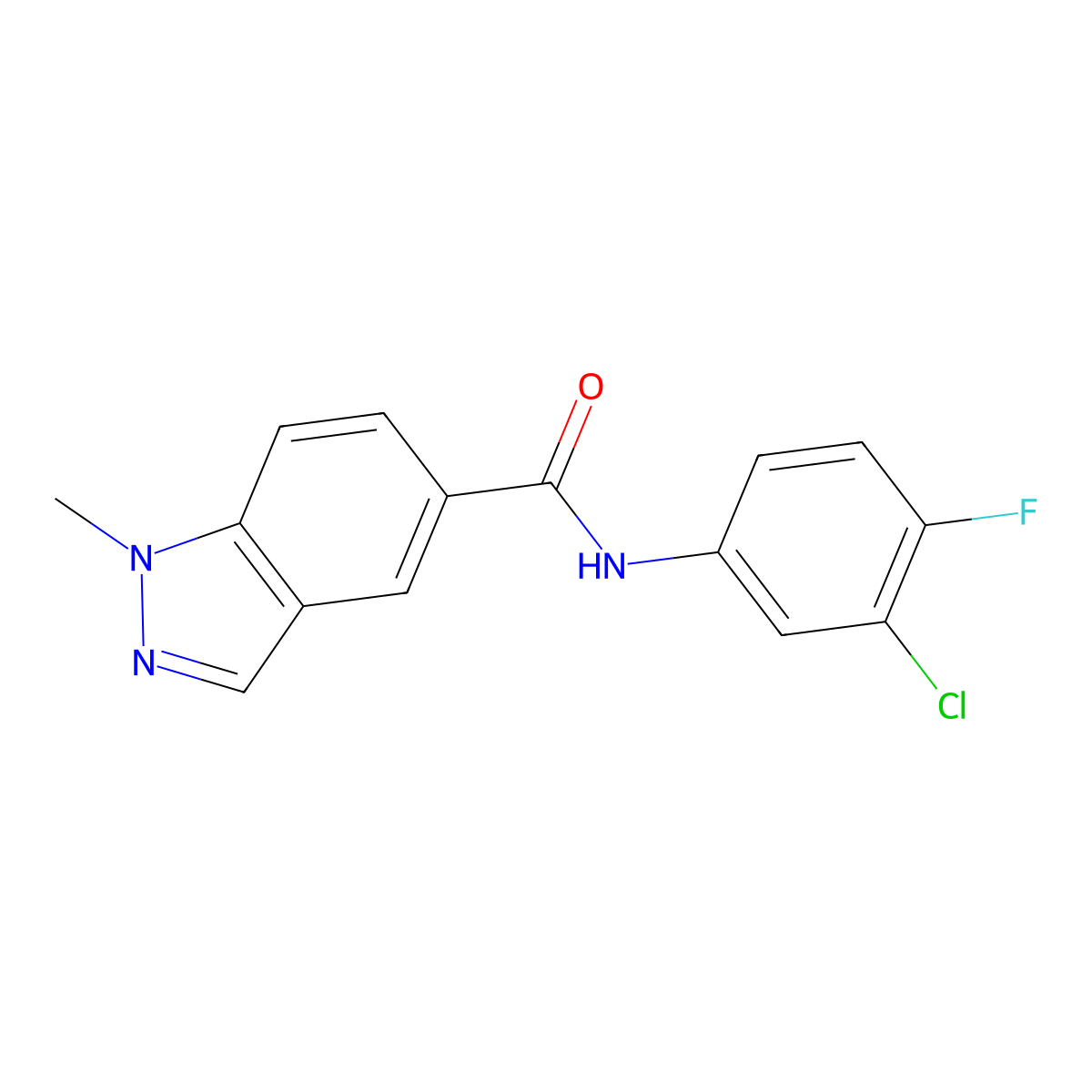 N-(3-chloro-4-fluorophenyl)-1-methylindazole-5-carboxamide molecular structure, CAS 1619884-70-6