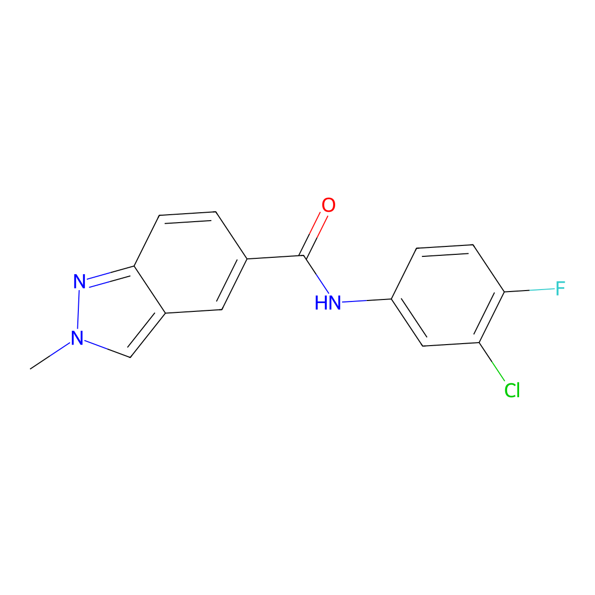 N-(3-chloro-4-fluorophenyl)-2-methylindazole-5-carboxamide molecular structure, CAS 1619884-71-7